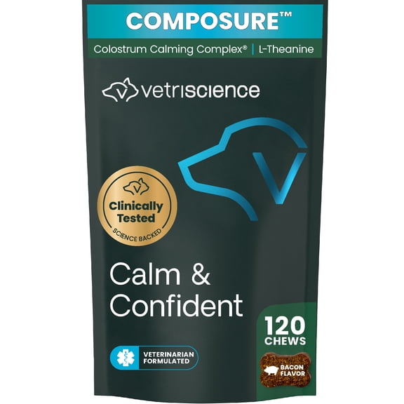 VetriScience Calm & Confident Chews for Dogs, Bacon, 120 Count