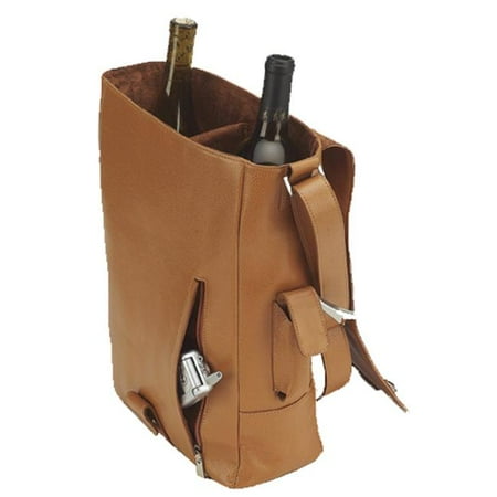 Picnic Gift 4025-BR Vino 2 Leather Wine Tote Two Bottle Carrier -...