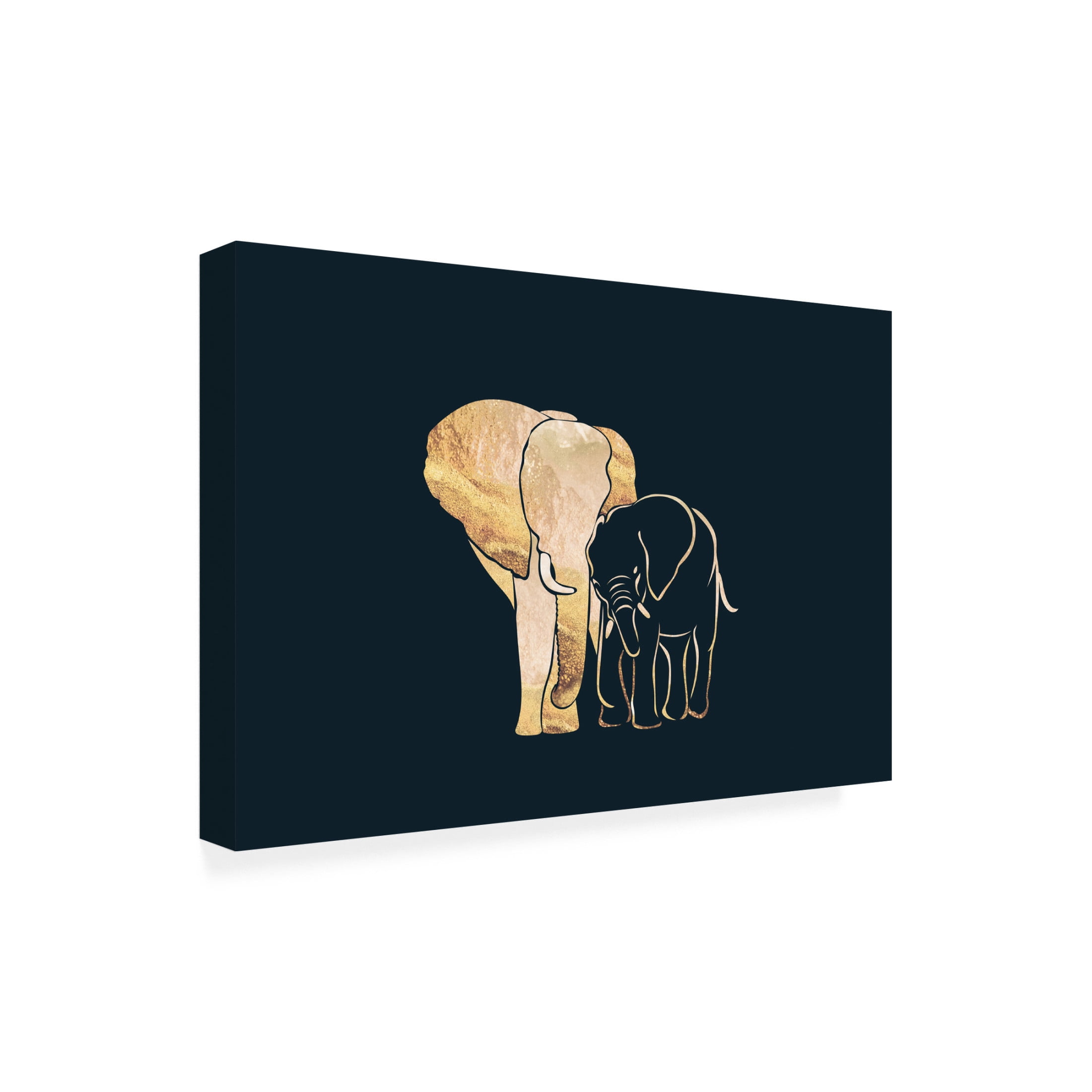 Trademark Fine Art Sarah Manovski Black Gold Elephants 1 Canvas Wall Art