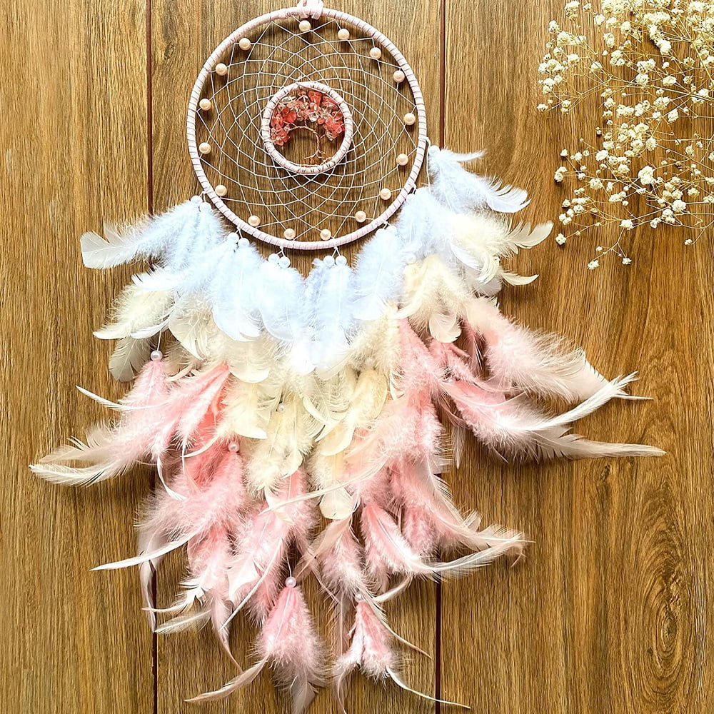 DREAM CATCHER FEATHER HANGING Leather WALL CAR ORNAMENT Home Decor Gift Dia 6cm 