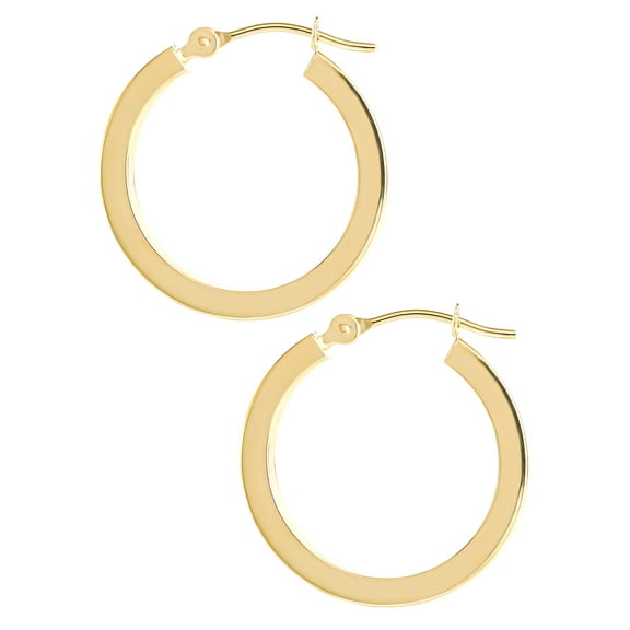 Brilliance Fine Jewelry Women’s 14K Yellow Gold Square Tube Hoop Earrings