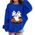 thumbnail image 2 of Girls Halloween Pumpkin Ghost Sweatshirts Oversized Cute Cotton Sweater.Teen Kids Long Sleeve Crew Neck Pullover Tops Trendy Casual Comfortable Ribbed Cuffs Hoodies, 2 of 7
