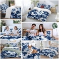 thumbnail image 5 of Navy Blue 4 Piece Duvet Cover Set California King Size Flower Blooming Watercolor Ink Floral Botanical Soft Bedding Set Comforter Cover, 1 Duvet Cover 1 Flat Sheets and 2 Pillowcases, 5 of 9