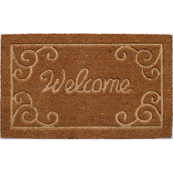 Imports Decor 594PVC 30 x 18 x 0.5 in. Embossed Welcome Mat - Brown