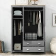 thumbnail image 3 of Kadyn 3 Door Armoire Wardrobe Closet with 2 Drawers, 67" Large Wardrobe Armoire with Silver Handle, Modern Wooden Armoire Storage with Hanging Rod for Bedroom, Gray, 3 of 9