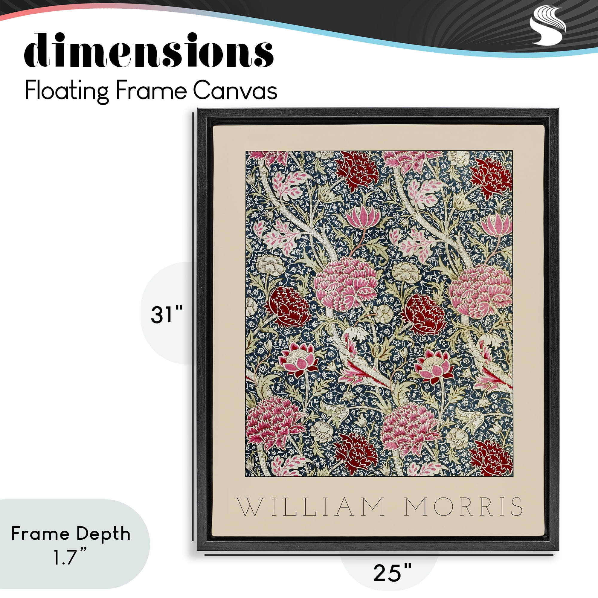 Stupell Industries Ornate Intertwined Flower Classic Black Framed Floater Canvas Wall Art, design by Lil' Rue