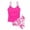 &&-Hot Pink687, variant on Kiijoy Girls Ruched Tankini Set Tropical Beach Swimsuit UPF50 Bathing Suit, Sizes 8-16