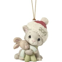 Precious Moments Christmas Kitty Cuddles 2019 Dated Cat Porcelain Ornament