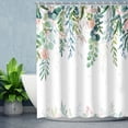 thumbnail image 2 of Leaf Shower Curtain, Green Leaves Shower Curtain, Pink Floral Shower Curtains for Bathroom, Sage Green Plant Bathroom Decor, 72" x 72" Inches, 2 of 6