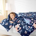 thumbnail image 4 of Homewish Cute Dinosaur Dino Full Size Comforter Sets,Wild Animal Bedding Comforter Set,Blue Tropical Leaves Bedding Sets For Kids,Luxury Bedroom Decor Reversible,3-Piece, 4 of 8