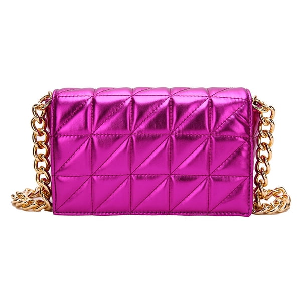 Bolsos de hombro acolchados Bolsos de axilas de cadena de metal de cuero de PU para fiesta (púrpura) Ehuebsd Para Estrenar
