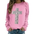 thumbnail image 1 of Chandail en Molleton Col Rond Femme Imprimé Los Angeles Automne Col Rond Manches Longues Chandail en Molleton Oversize Chandail avec Épaule Tombante Design Chandail Femme Rose G, 1 of 4