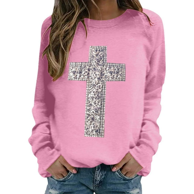 Chandail en Molleton Col Rond Femme Imprimé Los Angeles Automne Col Rond Manches Longues Chandail en Molleton Oversize Chandail avec Épaule Tombante Design Chandail Femme Rose G