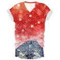 thumbnail image 1 of Blusas de Manga Corta para las Mujeres Causal Cuello en V Camiseta Sólida, Blusas de Verano de las Mujeres para el Hogar Y Diario, 1 of 3