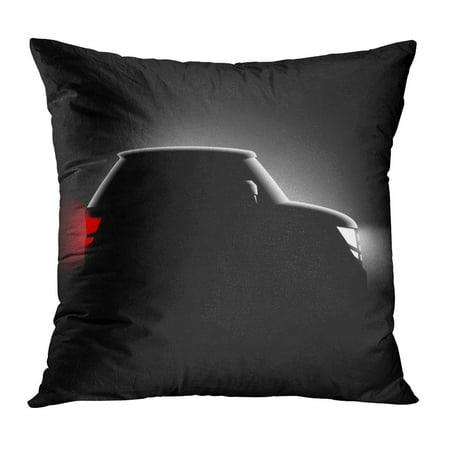 ECCOT SUV Realistic Off Road Car Iin The Dark in Spotlight is Side View Hide Night Offroad Secret 4X4 Pillow Case Pillow Cover 18x18