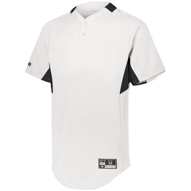 Youth Game7 Two-Button Baseball Jersey, White & Black - Small