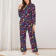 thumbnail image 2 of Fuzoiu rainbow color mushroom Skull Print Women's Long-Sleeved Pajama,Lounge Button Down Nightwear,Womens Notch Collar Pajama Set-XX-Large, 2 of 7