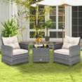 thumbnail image 4 of Costway 3PCS Patio Rattan Furniture Bistro Set Cushioned Sofas Side Table Armrest Beige,Mix Gray, 4 of 10