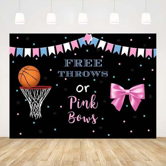 CCOCC Gender Reveal Backdrop Black Gender Reveal Party Background Colorful Banner Dots Basketball Girl or Boy Party Decorations Cake Table Banner Baby Shower Photo Booth Props