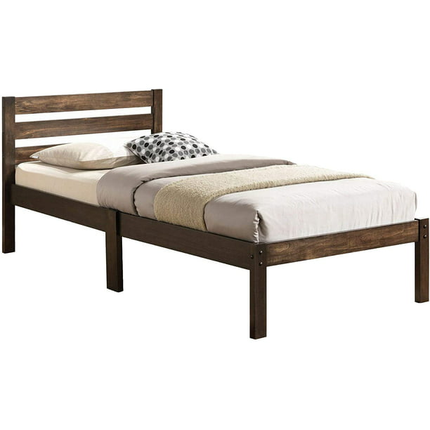 Wood Twin Bed Frame With Headboard, Wood Twin Bed Frame