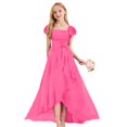 thumbnail image 2 of Girls Maxi Dress, Flowy Tiered Skirt with Smocked Bodice and Ruffle Hem, Beautiful Dress for Birthday Parties, Weddings, and Special Photos.,Hot Pink,140, 2 of 3