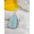 thumbnail image 4 of Larimar Pendant, Solid 925 Sterling Silver, Larimar Pendant Necklace, Rough Larimar Jewelry, Statement Pendant, Handmade, Dominican, Gift, 4 of 5