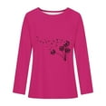 thumbnail image 3 of Jinhomg Womens Dandelion Graphic Sweatshirt Casual Long Sleeve Solid Tees Fall Comfy Crew Neck Going Out Wear Tops Hot Pink S, 3 of 4
