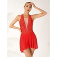 thumbnail image 3 of Venjoe Justaucorps de Gymnastique Sans Manches pour Femmes avec Strass Costume de Patinage Artistique Robe de Danse Ballet Lyrique Rouge TG, 3 of 6