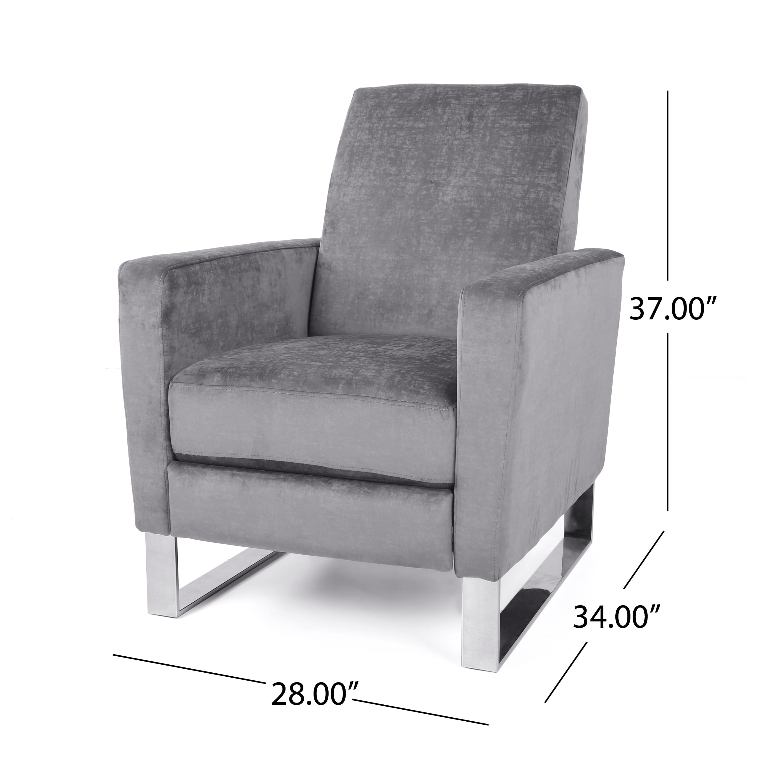 LiviNest Push Back Recliner for Living Room: 1-Second Recline Zero Effort - Modern Grey Velvet Chair with Metal Legs for Home Office & Apartment