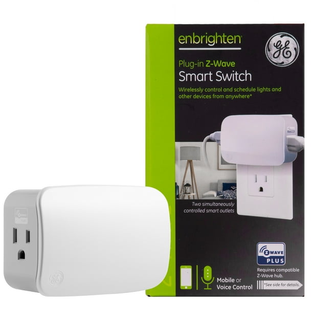 GE Enbrighten ZWave Plus 2Outlet PlugIn Smart Switch, Hub Required