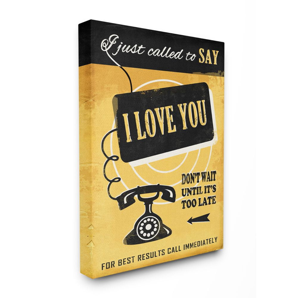 Stupell Industries Love Call Vintage Comic Book Yellow Design Canvas Wall Art by Ester Kay