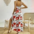 thumbnail image 4 of Generic Women's Summer Dress V Neck Floral Maxi Tropical Long Beach Vacation Side Slit Dress, 4 of 7