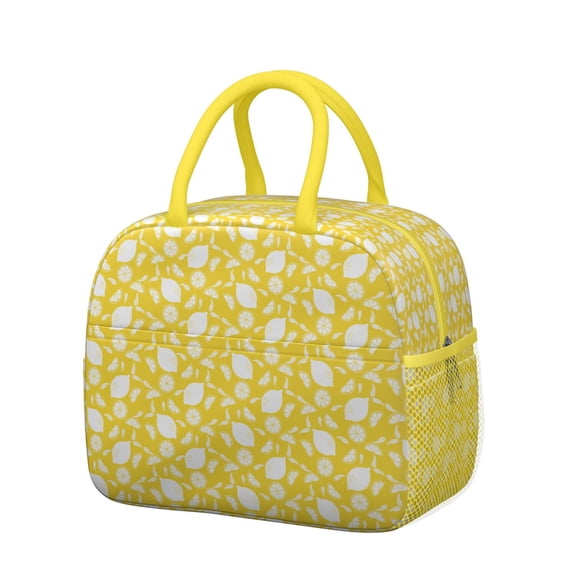 Lunch Bag Lunch Box for Women Reusable Insulated Lunch Bags,Water-Resistant Lemon Print Cooler Lunch Tote Bag, Large Capacity for Work Travel Picnic