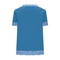 thumbnail image 4 of jtjvou Womens Waffle Knit T Shirts Denim Spliced Short Sleeve Tops Crew Neck Casual Color Block Blouses Tees Light Blue XXXL, 4 of 5