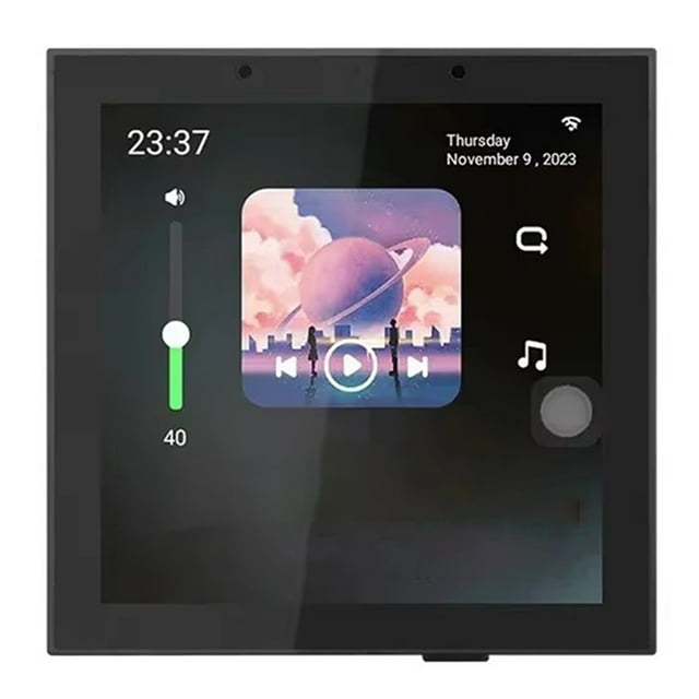 de Audio para el Hogar Inteligente con Pantalla Táctil 4 Pulgadas, Android 11, Control Voz, Tuya, WiFi, Música Fondo, Amplificador Pared