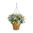 thumbnail image 2 of Artificial Hanging Flowers with Basket, Fake Silk Hanging Flowers in Basket Artificial Hanging Plants Fake Hanging Flowers for Indoor Outdoor Spring Summer Garden Porch Patio Home Decor, 2 of 9