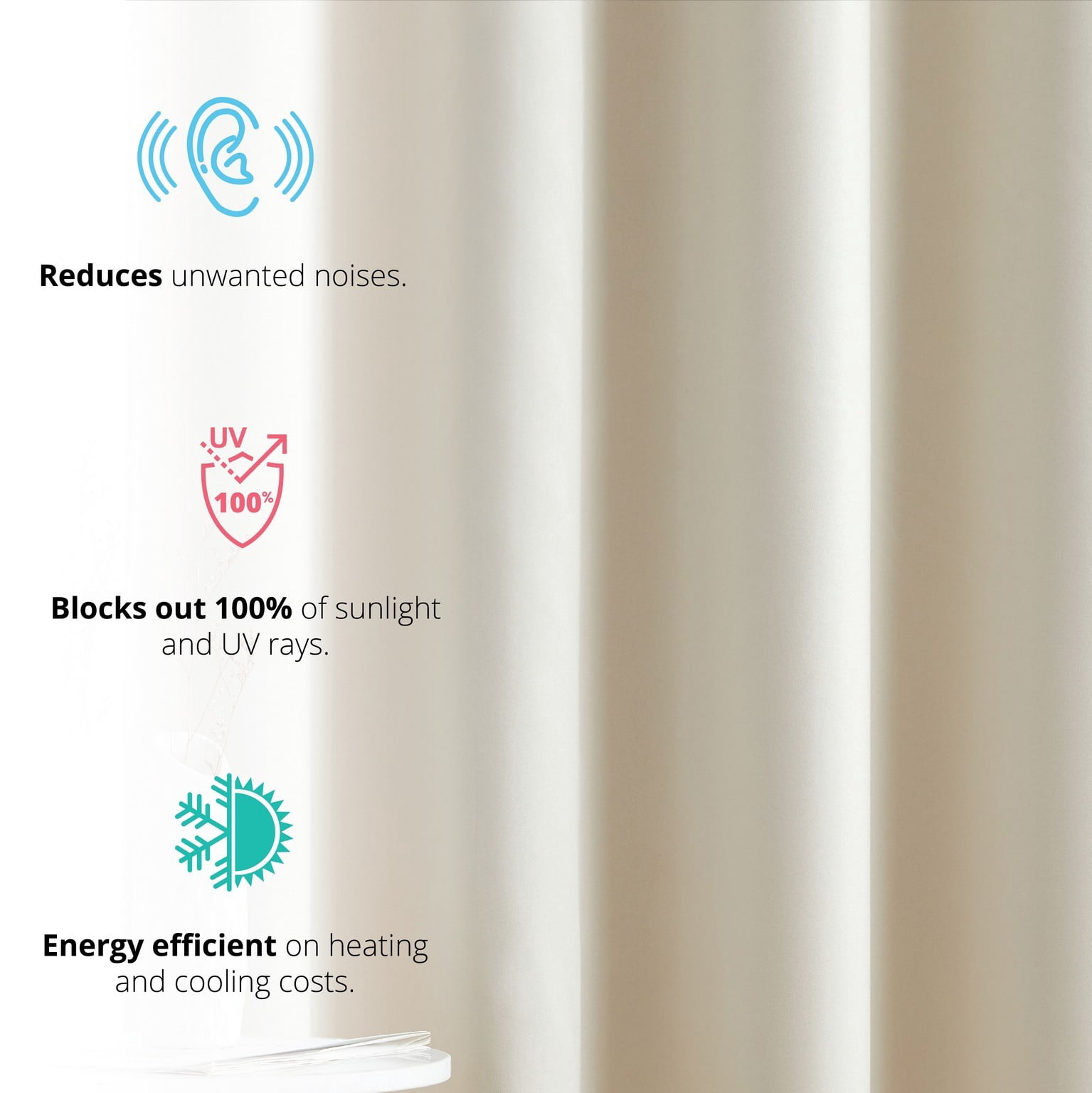 THD Lawrence 100% Blackout Thermal Grommet Window Curtain Panels for Bedroom and Living Room - Total Privacy and Energy Efficiency - Set of 2