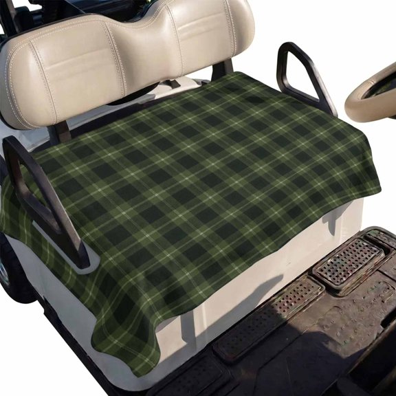 Golf Cart Seat Cover Green Buffalo Plaid Club Car Golf Cart Seat Covers Soft Absorbent Golfcart Towel Blanket Checked Lines Grids Golf Seat Covers for Cart Decor Fits 2 & 4 Passenger 51"x31"