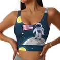 thumbnail image 1 of Fotbe Astronaut With USA Flag Sujetador Deportivo Largo sin Aros para Mujer con Almohadillas y Soporte Medio, Transpirable y Absorbente, Camiseta Tipo Chaleco o Tank Top-Large, 1 of 8