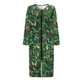 thumbnail image 3 of Yuyamidu Colorful Light Front Zipper Bathrobe for Plus Size Women After Shower Bath Robes Green Long Sleeve Nightgowns Dress Size XL Christmas Robe with Pockets, 3 of 7