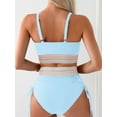 thumbnail image 3 of Women's High Waisted Bikini Sets Two Piece Tummy Control Swimsuit Color Block Bathing Suits, 3 of 7