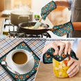 thumbnail image 4 of Pioneer Flower Floral Print Pattern 2-Pack Oven Mitts Set, Heat Resistant Kitchen Gloves, 7.7" X 12", 4 of 6