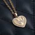 thumbnail image 2 of Giorgio Bergamo Stainless Steel Yellow Gold Plated Micro Pave Heart Initial A - Z Letter Pendant Mens Womens Necklace, Gold, W, 2 of 6