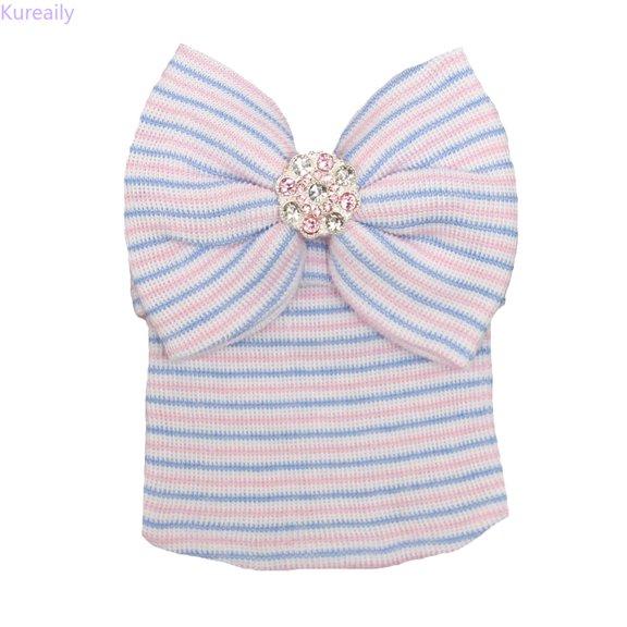 Kureaily Baby Bow Knot Turban Hat Toddler Hat Head Wrap Cap ,Spring Summer Sun Baby Caps Size 0-3 Months ,Light Pink