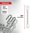 thumbnail image 4 of Motor God 48" Heavy Duty Trailer Safety Chain with 2" Chain Hanger – 1/4" Diameter, S Hooks on Both Ends (2000 lb), 4 of 6