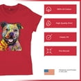 thumbnail image 4 of Tee Hunt Beware of Pit Bull T-Shirt Dean Russo Art Colorful Cute Dog Women's T-Shirt Tee, Red, X-Large, 4 of 5