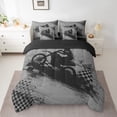 thumbnail image 2 of Feelyou Dirt Bike Sport Bedding Comforter Set 7 Pieces for Kids, Grey Graffiti Check Full Bedding Set, Modern Motorcycle Lover Reversible Fitted Sheet Flat Sheet, Microfiber Bedroom Decor, 2 of 8