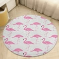 thumbnail image 4 of Flamingo Pattern Floral Medallion Round Rug - Small Round Area Rug, Soft Non-Slip Machine Washable Bedroom Mat Indoor Accent Entry Carpet for Office Desk Dorm Hallway, 4 of 6