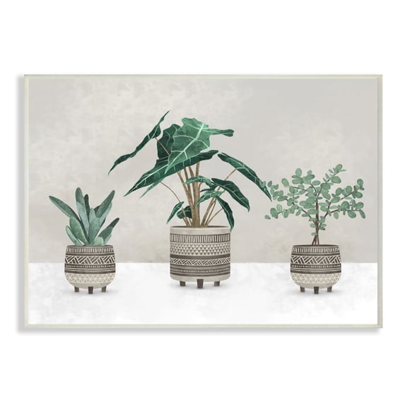 Stupell Industries Plants In Patterned Pots Neutral Grey Design Graphic Art Unframed Art Print Wall Art, 10x15, by Ziwei Li