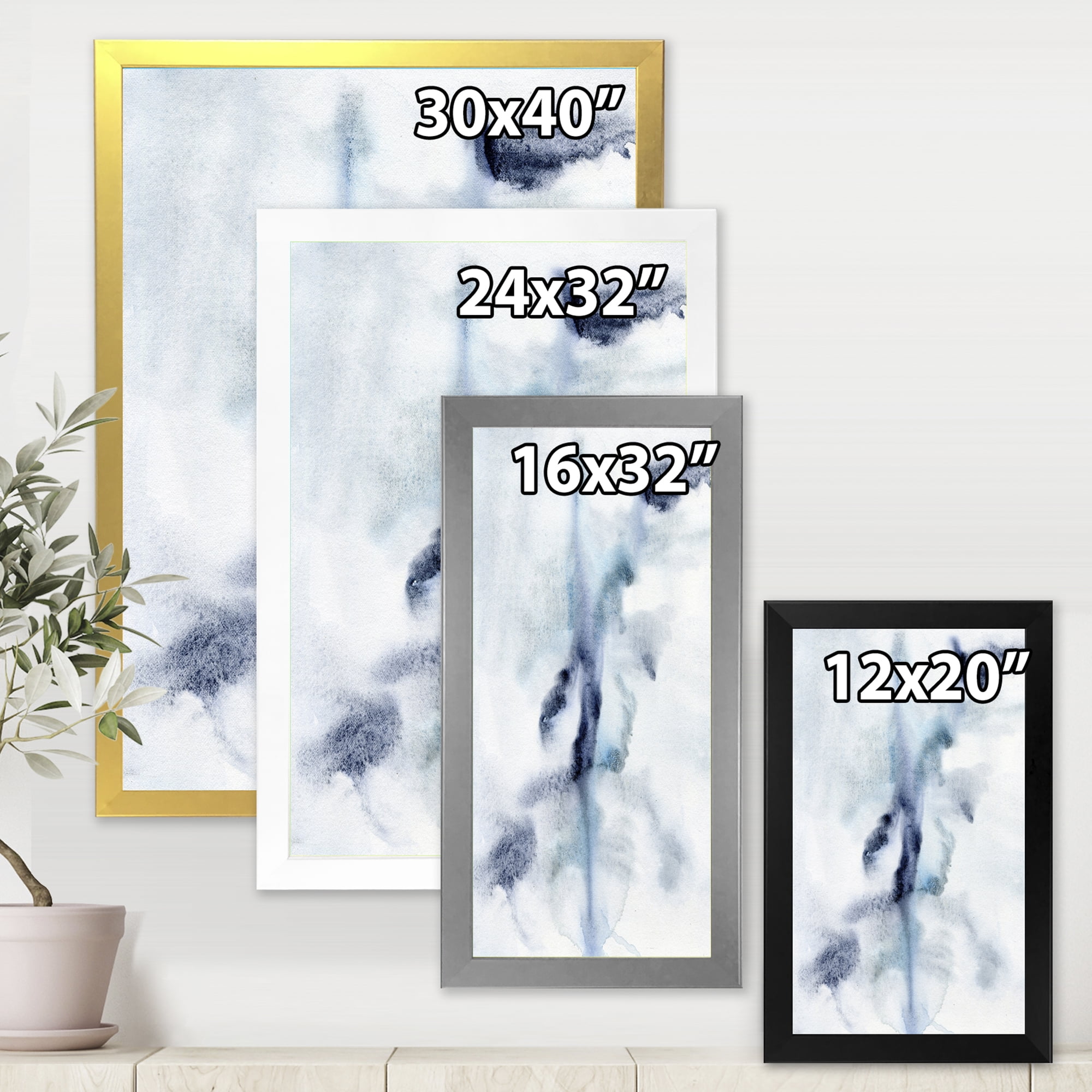 Designart 'Abstract Of Clouds Dark Blue Colored IV' Modern Framed Art Print